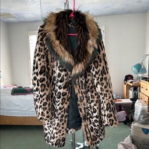 Guess Brown and Black Teddy Jacket with Luxurious Faux Fur